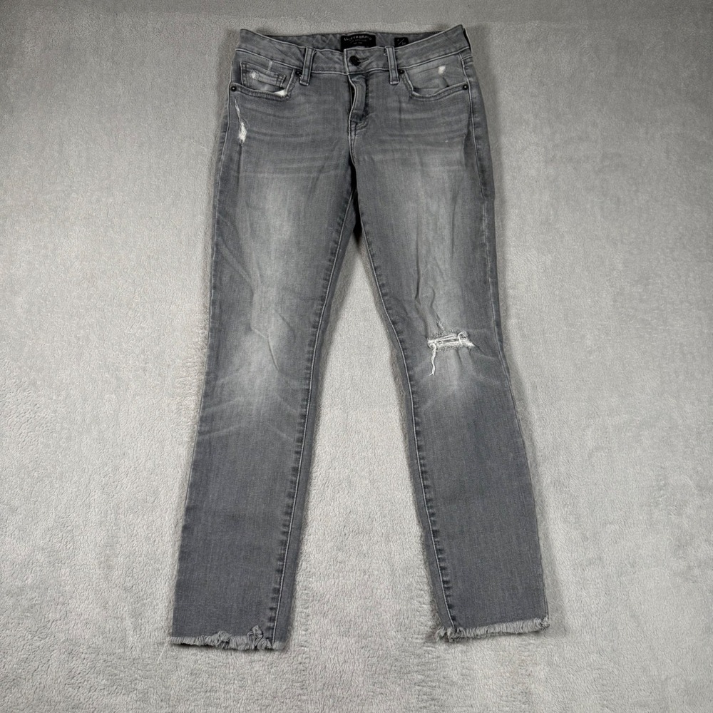 Lucky Brand Lolita Low Rise Skinny Jeans Grey Distressed Frayed Hem 2/26